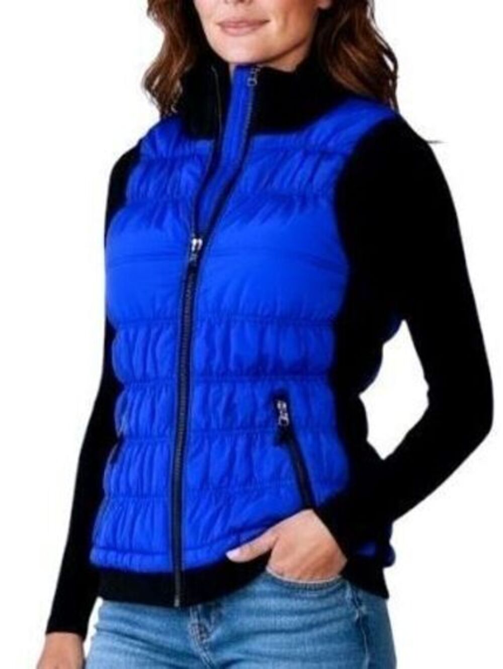 CALVIN KLEIN Womens (XL) Royal Blue Quilted Zip-Up Performance Vest w/Fiber Fill